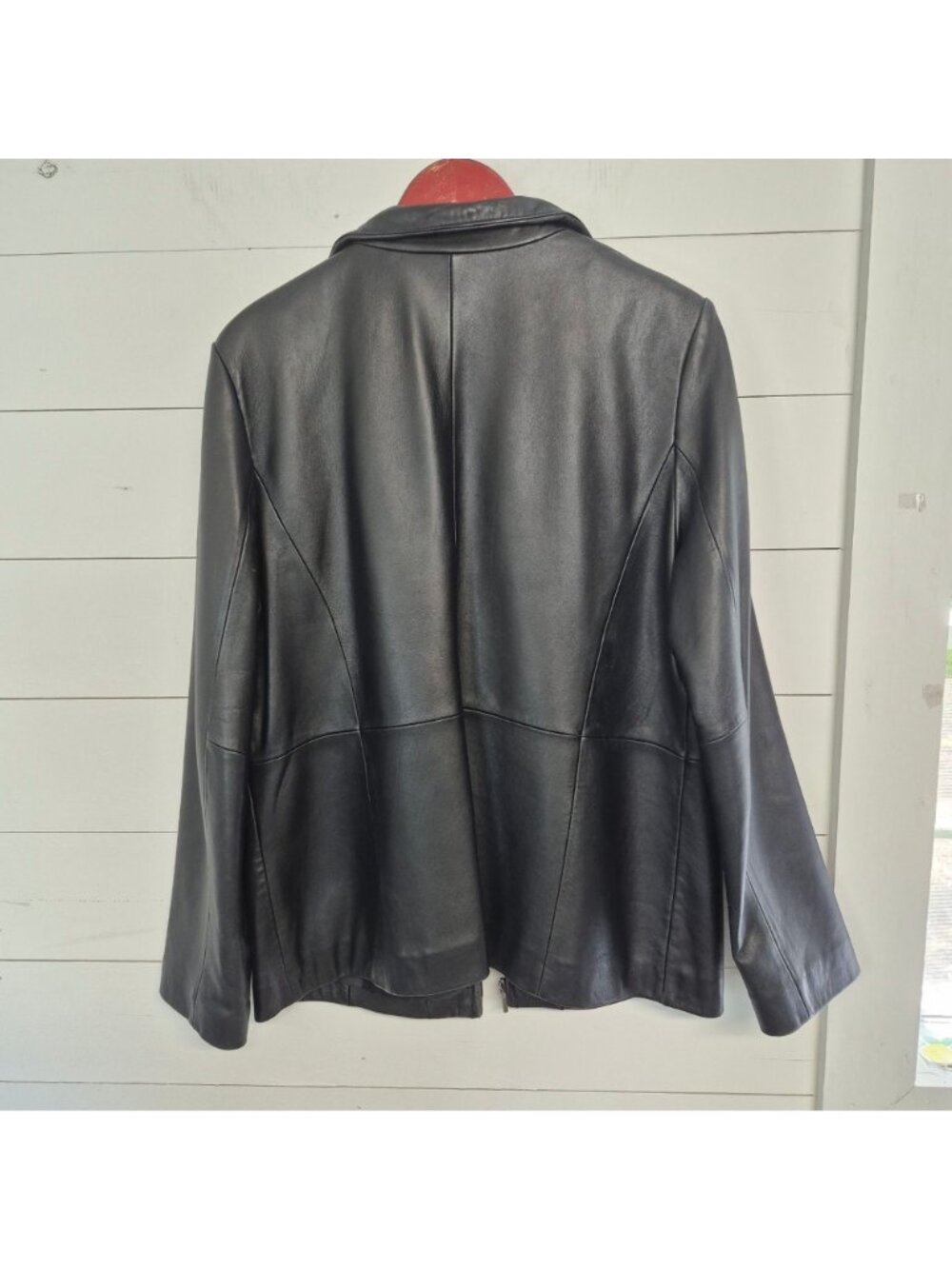 Kenneth Cole Reaction XL Black Leather Jacket With Pockets & Zip-Up Front - Picture 6 of 9